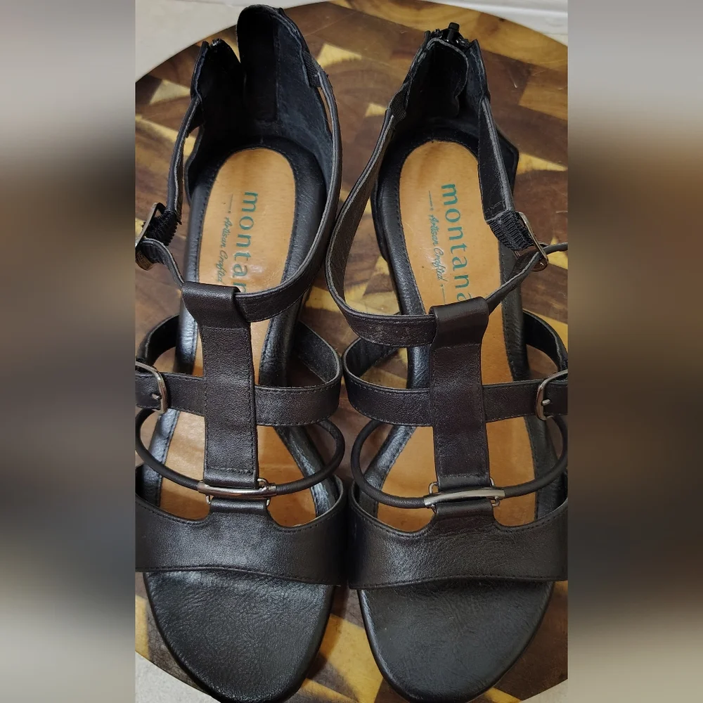 Montana black leather sandals Size 6 - Picture 6 of 9
